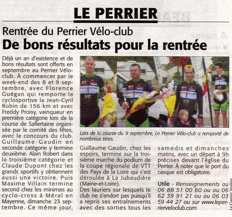 Le Courrier Vendéen du 04 octobre 2012